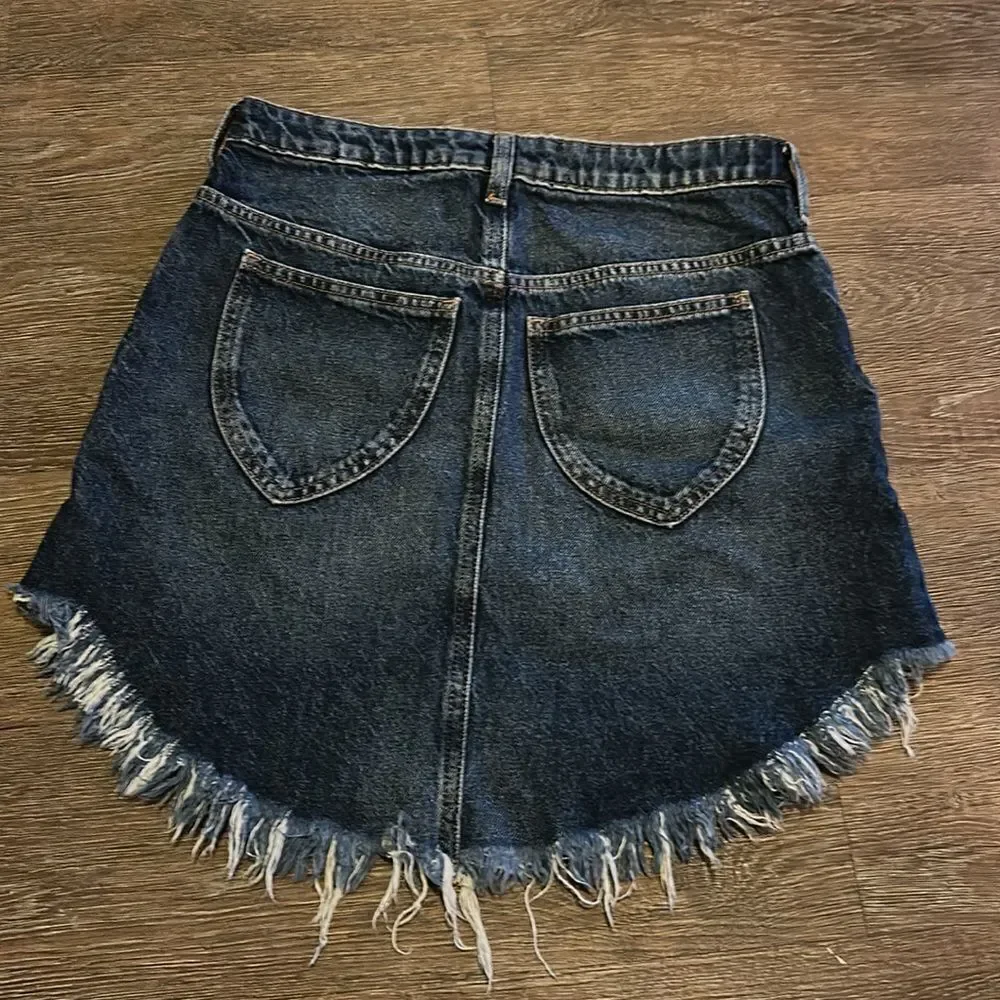 We the free Bailey fringe hem denim skirt 27 western festival
